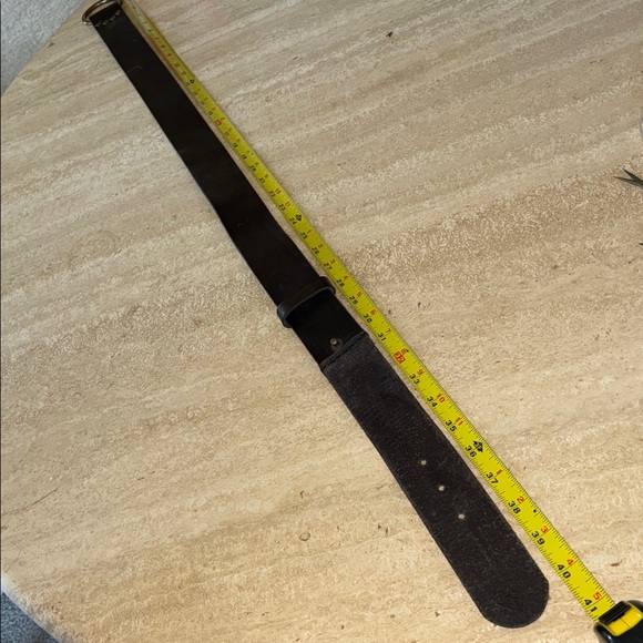 GAP Leather Belt, Dark Brown, big brass ring & hardware, leather keeper. S - Picture 12 of 17